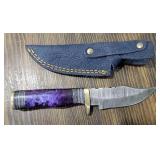 Hand Made Damascus Steel Knife with Sheath