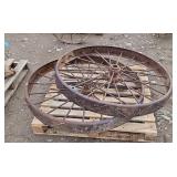 2-- Large Antique Wagon Wheels