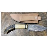 Hand Made Damascus Steel Knife with Sheath