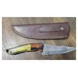 Hand Made Damascus Steel Knife with Sheath