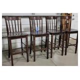 Four Wooden Pub Table Height Stools