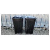 Two Rolling 45 Gallon Trash Cans