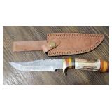 Hand Made Damascus Steel Knife with Sheath