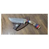 Hand Made Damascus Steel Knife with Sheath