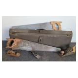 Tool Box w/Two Hand Saws & Planers