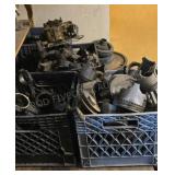Crates of Pistons , Carburetor and More