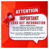 SPECIAL LOAD OUT INSTRUCTIONS