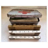 Vintage Wooden Measuring Sticks /First Aid Kit