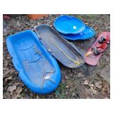 4 - Sleds & 1 - Snowboard