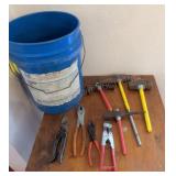 Variety of Tools in Blue Bucket