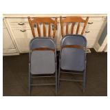 2 Wood & 2 Metal Chairs
