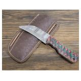 Fixed Blade Damascus Steel Knife w/ Sheath