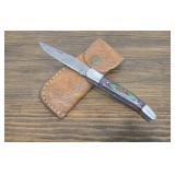 Damascus Pocket Knife & Sheath
