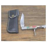 Damascus Pocket Knife & Sheath