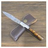 Damascus Pocket Knife & Sheath