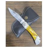 Damascus Pocket Knife & Sheath