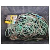 Tote of Cords and Sprinkler Parts