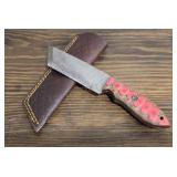 Damascus Steel Tanto Knife w/ Sheath