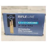20 Rds - 6.5 Carcano 123gr SP - PPU