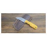 Damascus Steel Knife w/ Leather Sheath