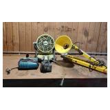 Yellow Shop Light w/ Chargers / Ryobi Swamp Fan