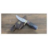 Damascus Steel Knife w/ Leather Sheath