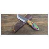 High Carbon Steel Tanto Knife w/ Leather Sheath