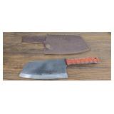 High Carbon Steel Cleaver w/ Leather Sheath