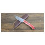 Damascus Steel Knife w/ Leather Sheath
