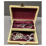 Vintage Jewelry Box with Rhinestone Pieces