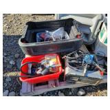 Tote of Misc & Box w/ Battery Charger and more