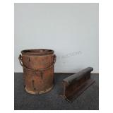 Antique Iron Bucket & Sm Piece RR Rail