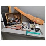 Leather Pistol Scabbard & Misc Gun Accessories