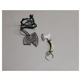 Damascus Knife w/  Sheath & Lanyard