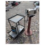 Grinder on Stand & Gray Welding Cart