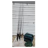 Canvas Tackle Box & 6 - Fishing Poles