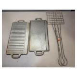 2 Cast Iron Griddles/Hot Dog Cooker