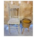 3 Legged Barrel Magazine Rack/ Vintage Chair