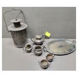 Silver Tea Set & Porch Lantern