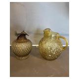 Anchor Hocking Glass Pitcher & Vase - Gold Color