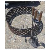 30" Fire Pit Ring w/ Fireplace Tools