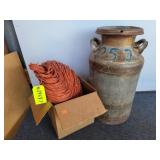Box of Baling Twine & Milk Can