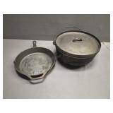 Lodge #10 Skillet/ Lodge 14" Dutch Oven with Lid