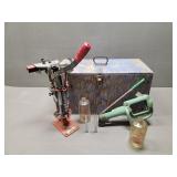 Wood Box with Variety of Reloading Equipment