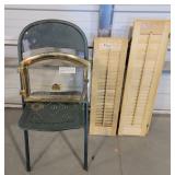Green Chair & Wood Stove Door & Wood Shutters