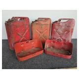3 -  Jerry Cans with Lids & 2 Mounts