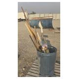 Metal Garbage Can w/ Hand Tools