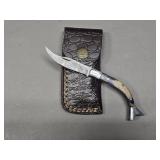 Damascus Folding Knife & Sheath