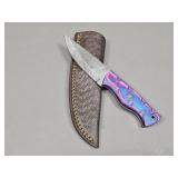 Damascus Knife w/ Leather Sheath
