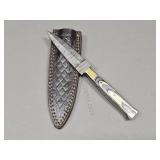 Damascus Dagger Knife w/ Leather Sheath